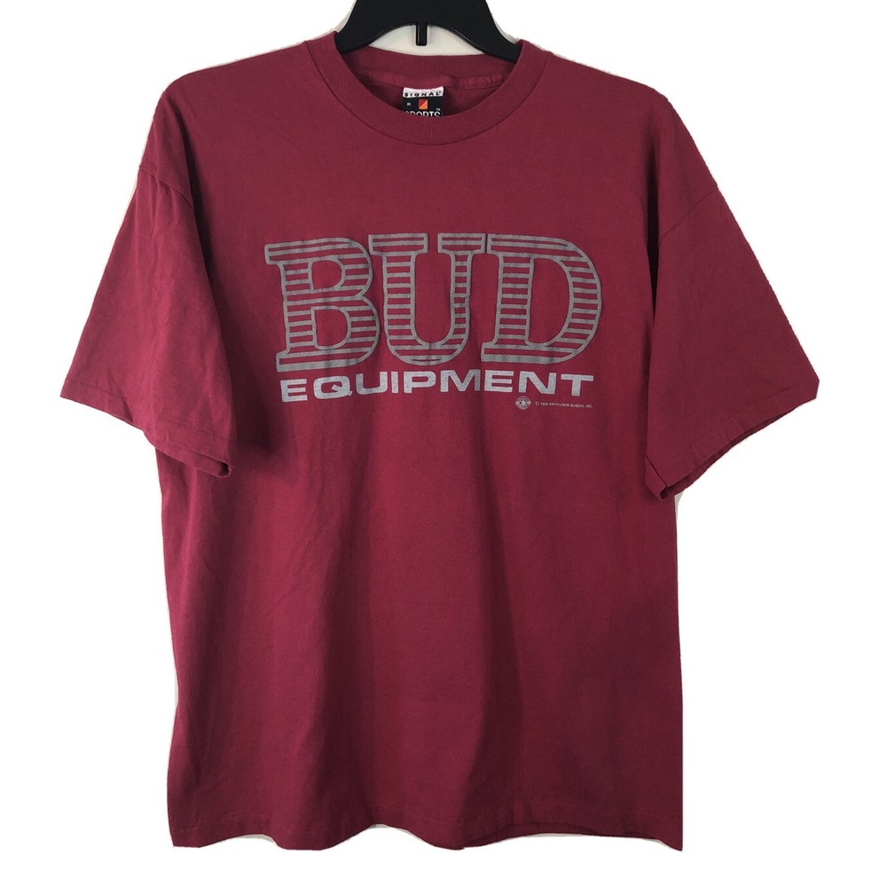 1992 Budweiser Bud‎ Equipment Red T-Shirt Mens XL Vintage 90's Single-Stitch